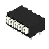 Printed circuit board terminals, 3.50 mm, Number of poles: 5, 90°, Solder pin length (l): 3.5 mm, black, PUSH IN with actuator, Clamping range, max. : 1.5 mm², Tube