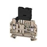 Fuse terminal, Screw connection, dark beige, 4 mm², 6.3 A, 150 V, Number of connections: 2, Number of levels: 1, TS 35