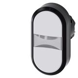 Twin pushbutton, illuminated, 22 mm, round, plastic, white, white