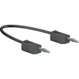 Measuring lead with (2 mm plug, spring-loaded, straight) to (2 mm plug, spring-loaded, straight), 150 mm, black, PVC, 0.5 mm², CAT O, 28.0115-01521