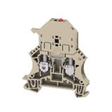 Fuse terminal, Screw connection, dark beige, 6 mm², 6.3 A, 36 V, Number of connections: 2, Number of levels: 1, TS 35