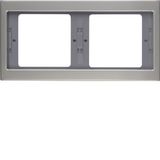 Frame 2gang hor., K.5, stainless steel, metal matt finish