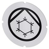 Inscription plate for illuminated pushbutton, round, milky, icon: Coolant pump