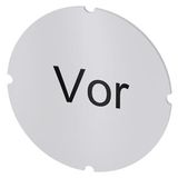 Inscription plate for illuminated pushbutton, round, milky, labeling: Vor