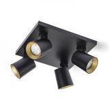 KENNY IV ceiling black/gold 230V LED GU10 4x8W