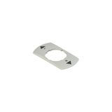 Plate with shaped hole, rectangular, 30x60 mm, grey, inscription "R, L"