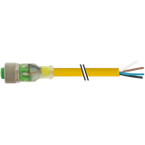 M12 female 0° A-cod. with cable 3LED PUR 4x0.34 ye UL/CSA+drag ch. 15m