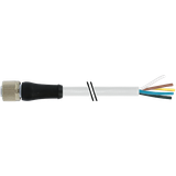 M12 Power female 0° L-cod. with cable PUR 5x1.5 gy 30.0m
