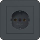 SCHUKO wall socket with cover plate, plug-in type, C.1, anthracite
