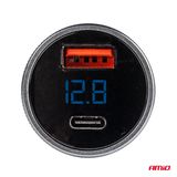 USB charger with voltometer 38W  PCH PRO-06 USB+USB-C 12/24V