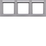 Frame 3gang with labelling field horizontal Q.3 alu velvety, lacquered