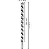 Wood auger bit, hexagon 25 x 385 x 450 mm, d 11,1 mm