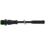 M12 male 0° / M8 female 0° A-cod. V4A FEP 5xAWG22 bk 0.6m