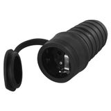 IP44 Rubber Socket SCHUKO black