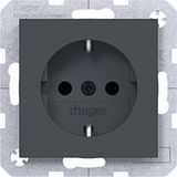 SCHUKO wall socket, Safety Plus, plug-in type, A.x/C.x, anthracite