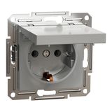 Socket Outlet Asfora Side Earth 16A Shuttered With Lid IP21 Aluminium