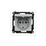 IP44 single Schuko socket outlet with shutters and frame seal - same color flap&frame, module, 16A, quick connection, matt aluminum