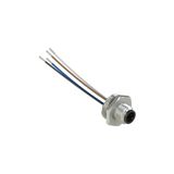 M12 metallic male wired connector, 4 poles, for M20 threads