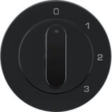 Centre plate rot. knob for 3-step switch, neut. pos., R.1/R.3, black glossy