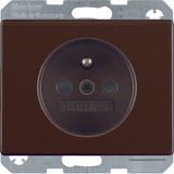 Soc. out. earthing pin, enhncd contact prot., arsys, brown glossy