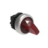 Illuminated selector switch actuator Ø22mm Platinum series chromed plastic, 2 position, 0 - 1. Red
