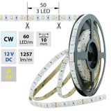 LED strip SMD2835 CW, 60LED/m, 14,4W/m, 1257lm/m, IP54, DC 12V, 10mm, 5m