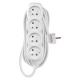Extension Cord 5 m / 4 sockets / white / PVC / 1 mm2