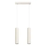 HANGING LAMP WITH TWO HANGS AND BEIGE GROOVED LAMPSHADES, CARBON SERIES