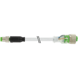M8 male 0° / M12 female 0° A-cod. LED PUR 3x0.25 gy +robot+drag ch. 5m