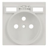 Cover for French socket outlet with 2x USB A+A charger, white