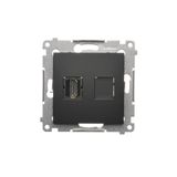 HDMI single socket, black matt