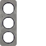 Frame 3gang, R.1, grey/black glossy, grd. concrete