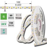 LED strip SMD5050 G, 60LED/m, 14,4W/m, DC 24V, 720lm/m, IP20, 10mm, 50m