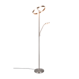 Willis LED floor lamp with reading light brushed steel