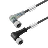 Sensor/actuator line, Connecting line, M12 / M12, Number of poles : 3, 8 m, Socket, angled - socket, angled, Shielded: No, LED: Yes, Sheath material: PUR, Halogen: No