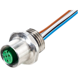 M12 female recept. A-cod. front 1/2" NPT w.nut PVC-wires 4x18AWG 1m