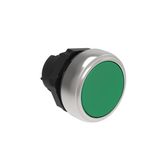 Push-Push button actuator Ø22mm Platinum series chromed plastic, flush. Push ON-Push OFF, green