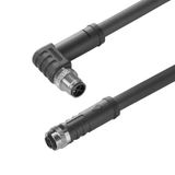 Power cable, Connecting line, M12 / M12, Number of poles : 4 (3 + PE), 5 m, pin, angled - bush straight, Shielded: No, LED: No, Sheath material: PUR, Halogen: No