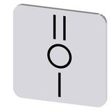 Labeling plate 22x22 mm, silver-colored label, icon: I* O II (below each other)