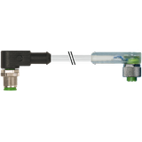 M12 male 90° / M12 female 90° A-cod. LED PUR 4x0.34 gy 30m