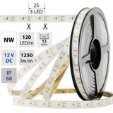 LED strip SMD2835 NW, 120LED/m, 14W/m, 1250lm/m, IP68, DC 12V, 13mm, 5m