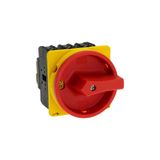 P3 Main switch, 80 A,Flush mounting, 3 pole, Form E, Red, Door couplin