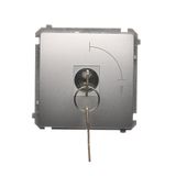 Single pole switch with key, 2 positions, "0-I" (modul). Possibility to remove the key in both positions ; silver