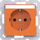 SCHUKO wall socket, text field, plug-in cable, A.x/C.x, orange