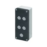 Aluminium push-button enclosure M10 85x200x65, 5 holes Ø 22, without cable entry
