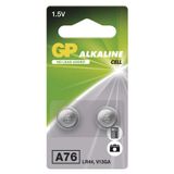 Battery GP button alkaline LR44 A76F 2 blister