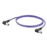 Ethernet Railway Cable (assembled), M12 X-type IP67 male, angled, M12 