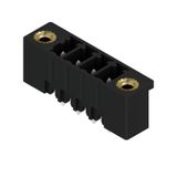 PCB plug-in connector, male header, Flange, THT solder connection, 3.81 mm, Number of poles: 4, 180°, Solder pin length (l): 3.2 mm, tinned, black, Box