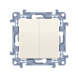 Double two way switch with LED indicator light without pictogram, 10AX, cream white/electro white