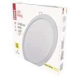 LED panel, recessed, round, white, 24W, warm white
